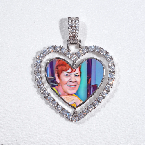 3D Spinning 2-Faced Heart Custom Picture Pendant