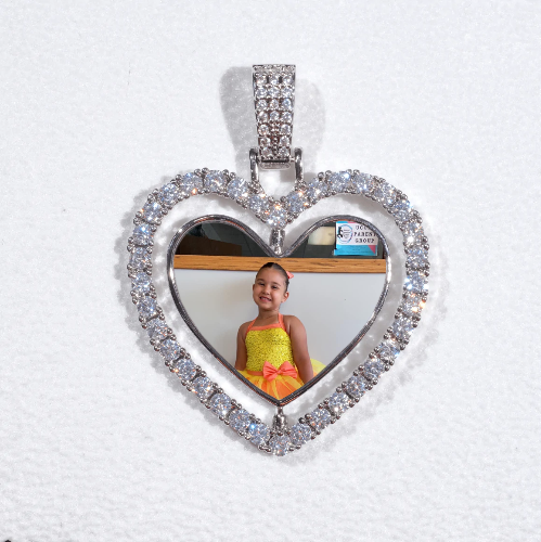 3D Spinning 2-Faced Heart Custom Picture Pendant