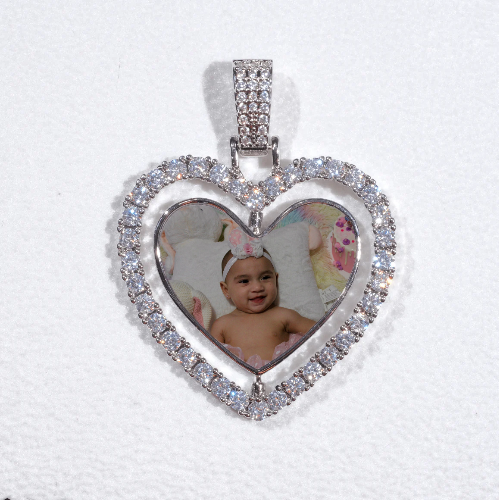 3D Spinning 2-Faced Heart Custom Picture Pendant