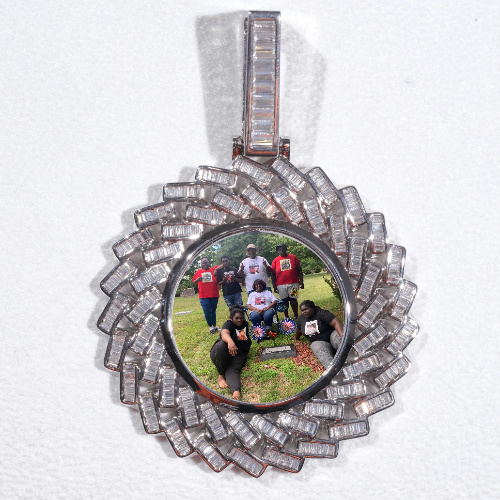 Large 3D Baguette Custom Picture Pendant