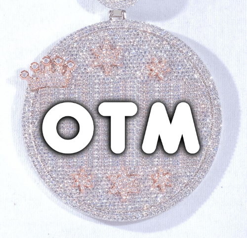 CUSTOM LETTER NECKLACE 3D BIG CROWN DISC
