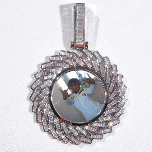 Large 3D Baguette Custom Picture Pendant