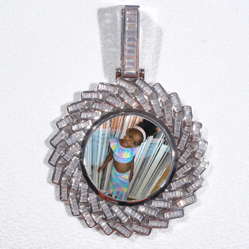Large 3D Baguette Custom Picture Pendant
