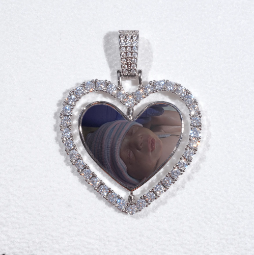 3D Spinning 2-Faced Heart Custom Picture Pendant