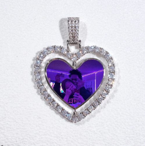 3D Spinning 2-Faced Heart Custom Picture Pendant