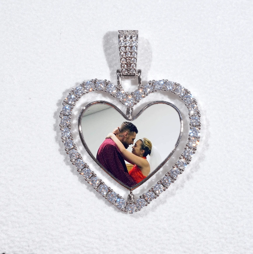 3D Spinning 2-Faced Heart Custom Picture Pendant
