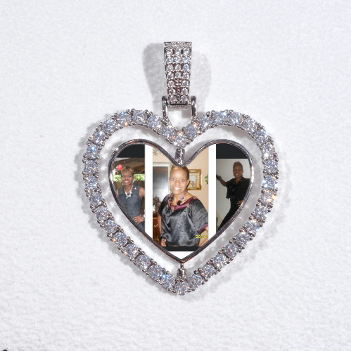 3D Spinning 2-Faced Heart Custom Picture Pendant
