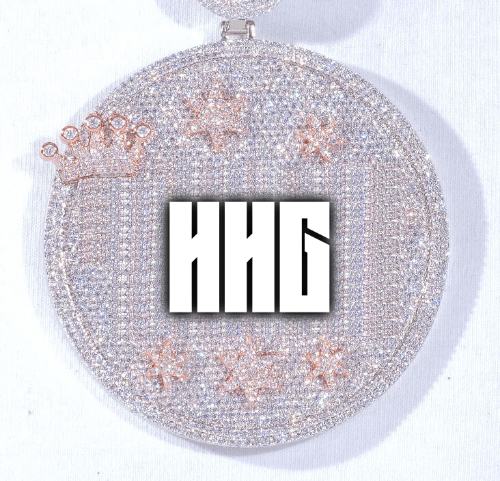 CUSTOM LETTER NECKLACE 3D BIG CROWN DISC