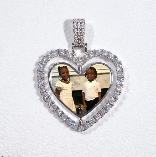 3D Spinning 2-Faced Heart Custom Picture Pendant