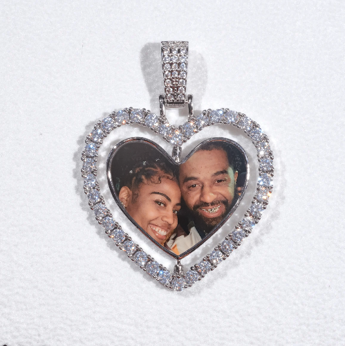 3D Spinning 2-Faced Heart Custom Picture Pendant