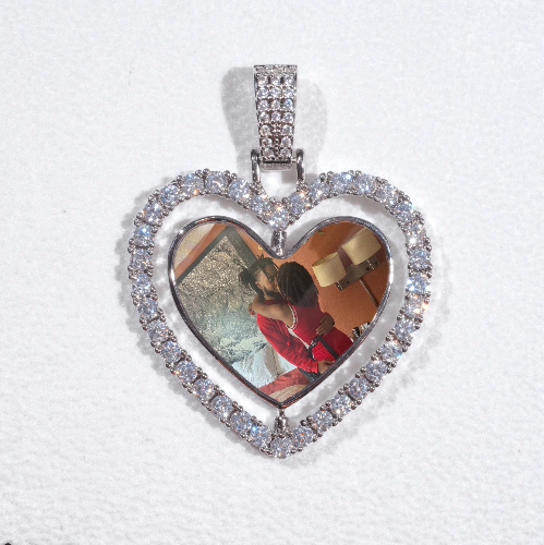3D Spinning 2-Faced Heart Custom Picture Pendant