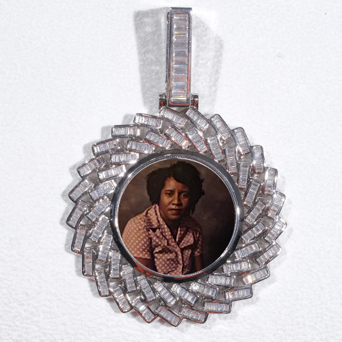 Large 3D Baguette Custom Picture Pendant