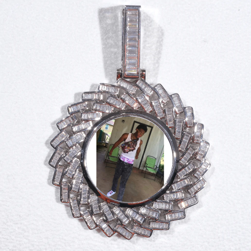 Large 3D Baguette Custom Picture Pendant