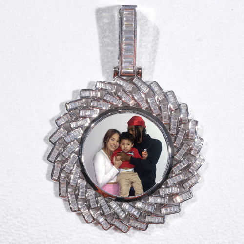 Large 3D Baguette Custom Picture Pendant