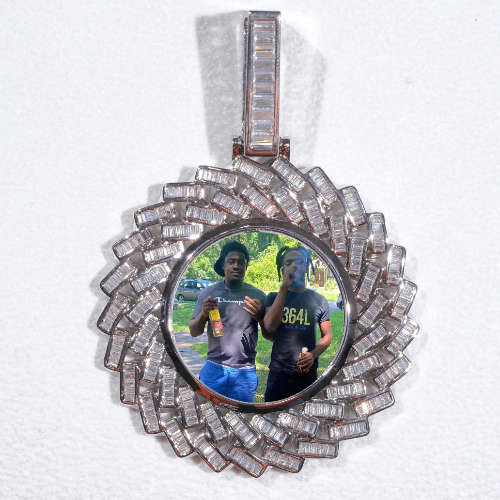 Large 3D Baguette Custom Picture Pendant