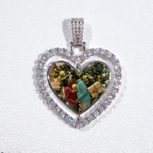 3D Spinning 2-Faced Heart Custom Picture Pendant