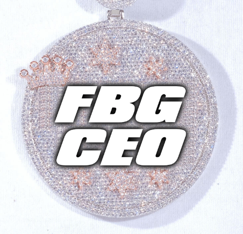 CUSTOM LETTER NECKLACE 3D BIG CROWN DISC