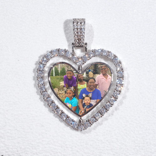 3D Spinning 2-Faced Heart Custom Picture Pendant