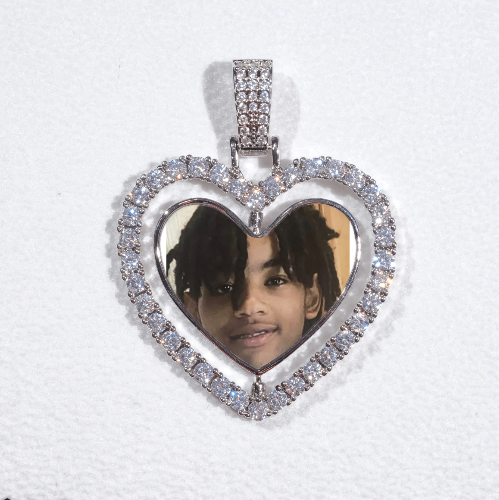 3D Spinning 2-Faced Heart Custom Picture Pendant