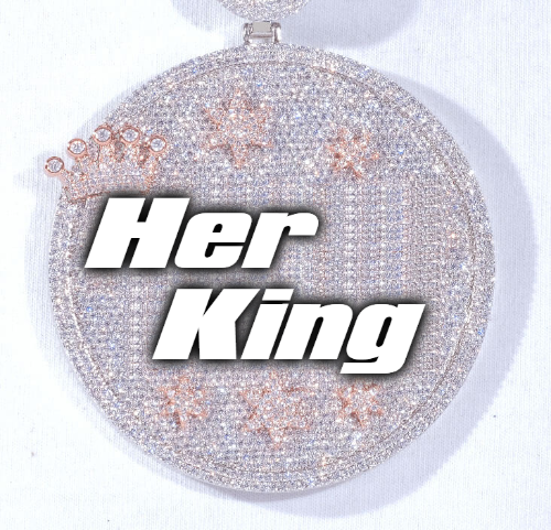 CUSTOM LETTER NECKLACE 3D BIG CROWN DISC