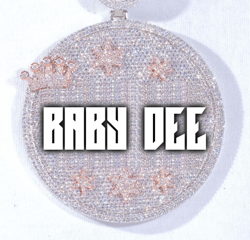 CUSTOM LETTER NECKLACE 3D BIG CROWN DISC