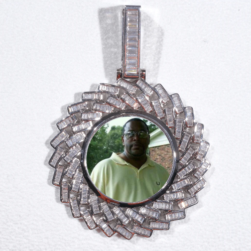 Large 3D Baguette Custom Picture Pendant