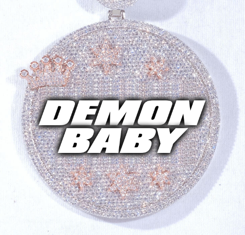 CUSTOM LETTER NECKLACE 3D BIG CROWN DISC