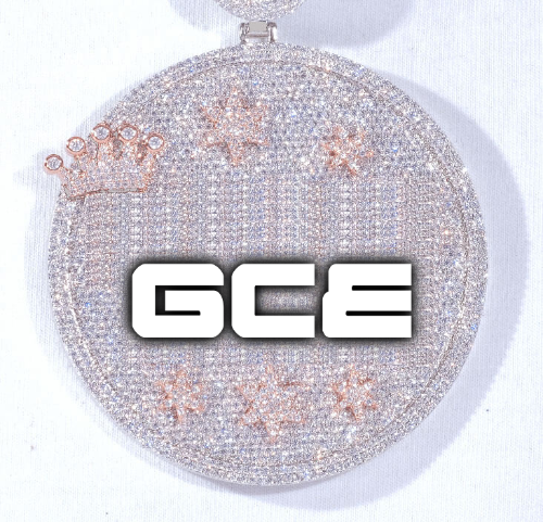 CUSTOM LETTER NECKLACE 3D BIG CROWN DISC