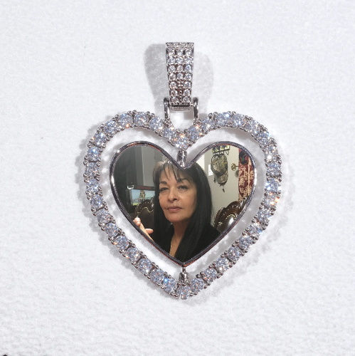 3D Spinning 2-Faced Heart Custom Picture Pendant