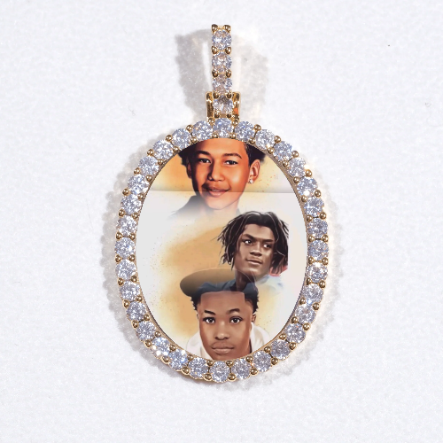 3D Oval Custom Picture Pendant