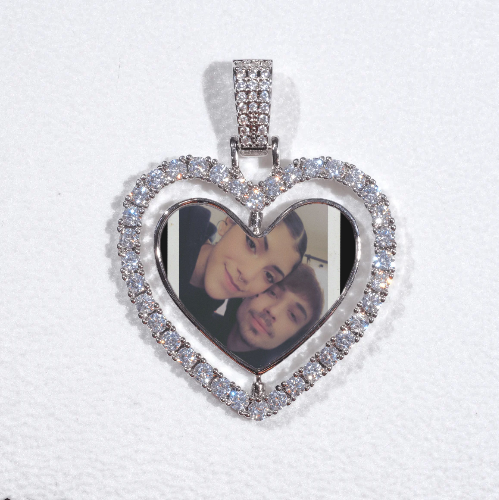 3D Spinning 2-Faced Heart Custom Picture Pendant