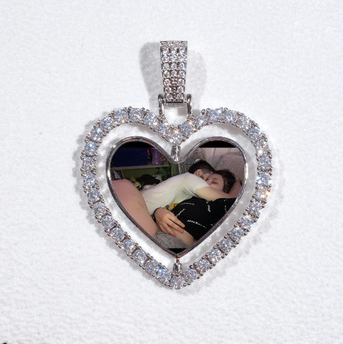 3D Spinning 2-Faced Heart Custom Picture Pendant