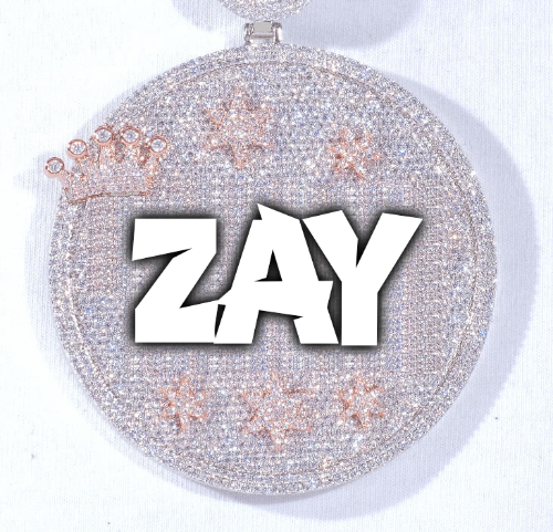 CUSTOM LETTER NECKLACE 3D BIG CROWN DISC