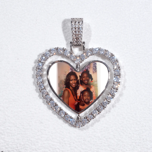 3D Spinning 2-Faced Heart Custom Picture Pendant