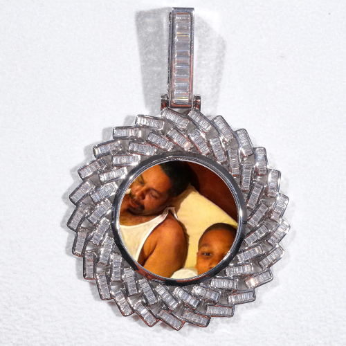 Large 3D Baguette Custom Picture Pendant