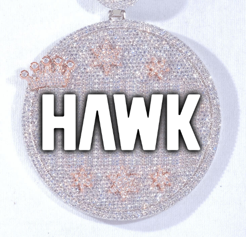 CUSTOM LETTER NECKLACE 3D BIG CROWN DISC