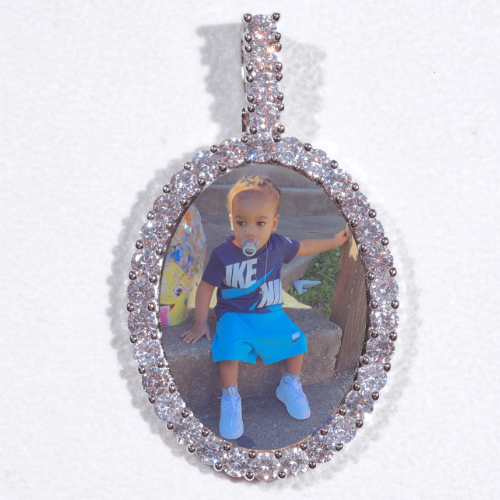 Large 3D Oval Custom Picture Pendant
