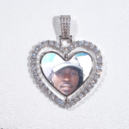 3D Spinning 2-Faced Heart Custom Picture Pendant