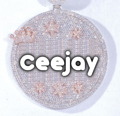 CUSTOM LETTER NECKLACE 3D BIG CROWN DISC