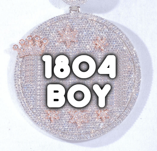 CUSTOM LETTER NECKLACE 3D BIG CROWN DISC