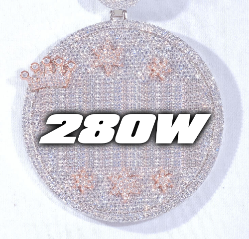 CUSTOM LETTER NECKLACE 3D BIG CROWN DISC