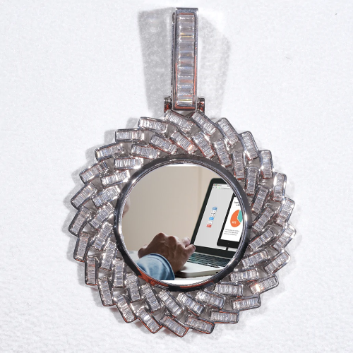 Large 3D Baguette Custom Picture Pendant