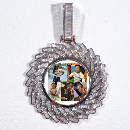 Large 3D Baguette Custom Picture Pendant
