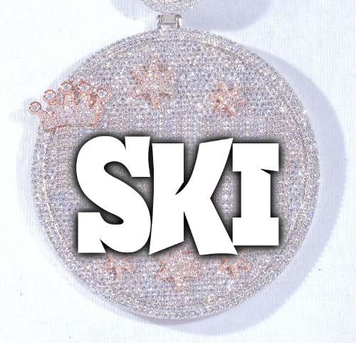 CUSTOM LETTER NECKLACE 3D BIG CROWN DISC