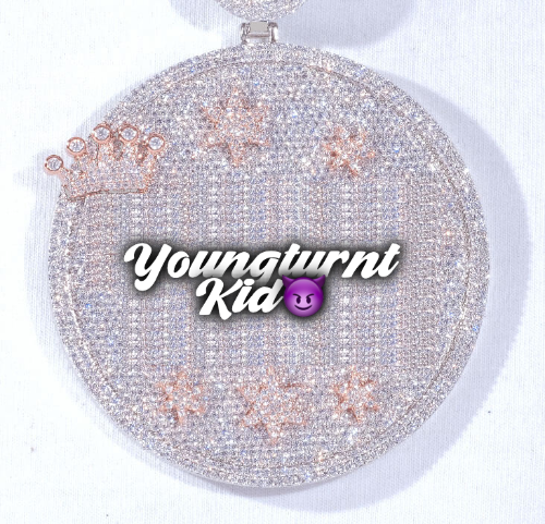CUSTOM LETTER NECKLACE 3D BIG CROWN DISC