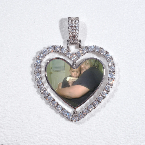 3D Spinning 2-Faced Heart Custom Picture Pendant