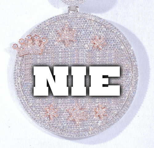 CUSTOM LETTER NECKLACE 3D BIG CROWN DISC