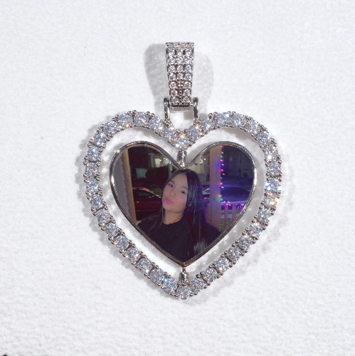 3D Spinning 2-Faced Heart Custom Picture Pendant