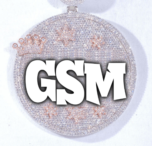 CUSTOM LETTER NECKLACE 3D BIG CROWN DISC