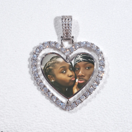 3D Spinning 2-Faced Heart Custom Picture Pendant